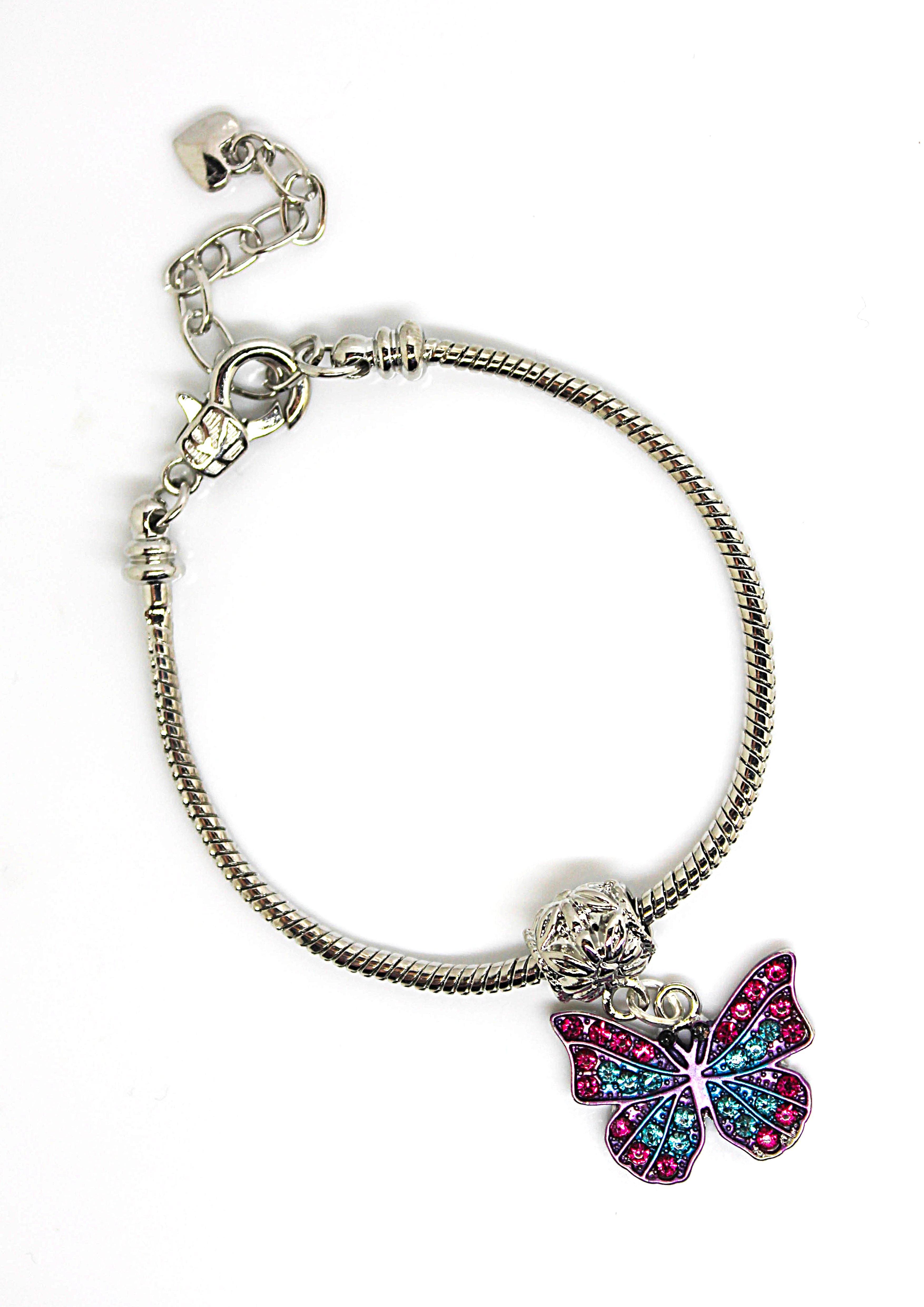 Butterfly Pink & Blue Charm Bracelet - Wildtouch - Wildtouch