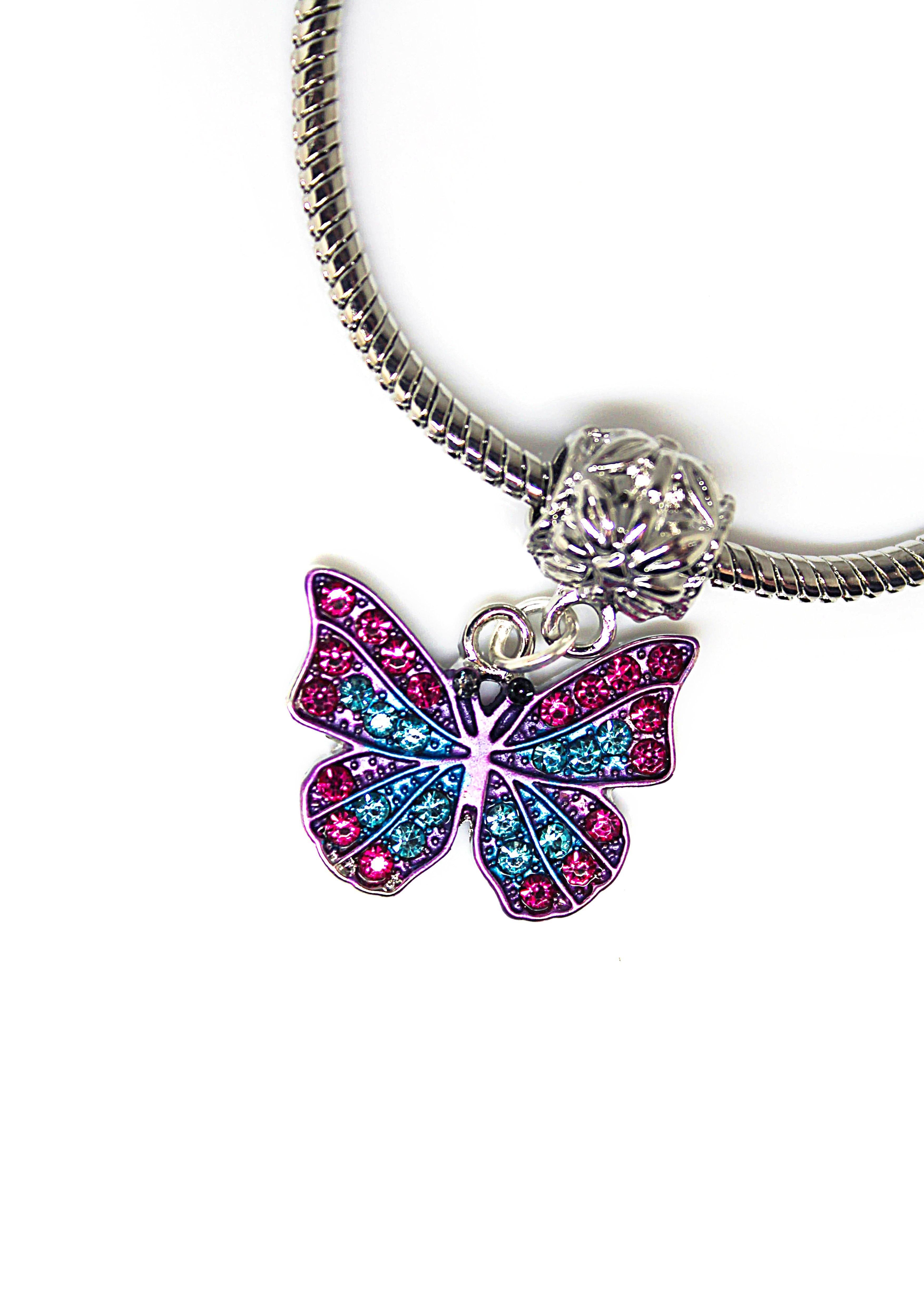 Butterfly Pink & Blue Charm Bracelet - Wildtouch - Wildtouch